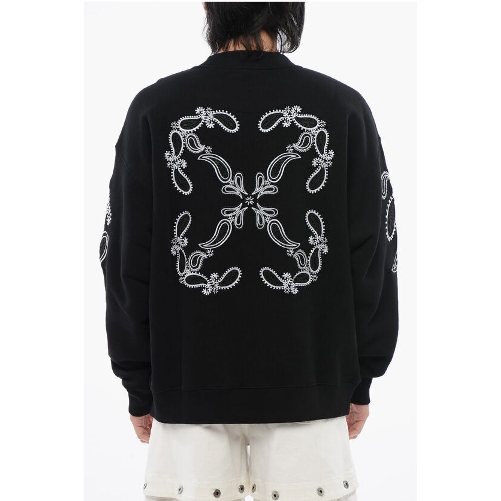 Off-White Brushed Cotton BANDANA Embroidered Crewneck Sweatshirt