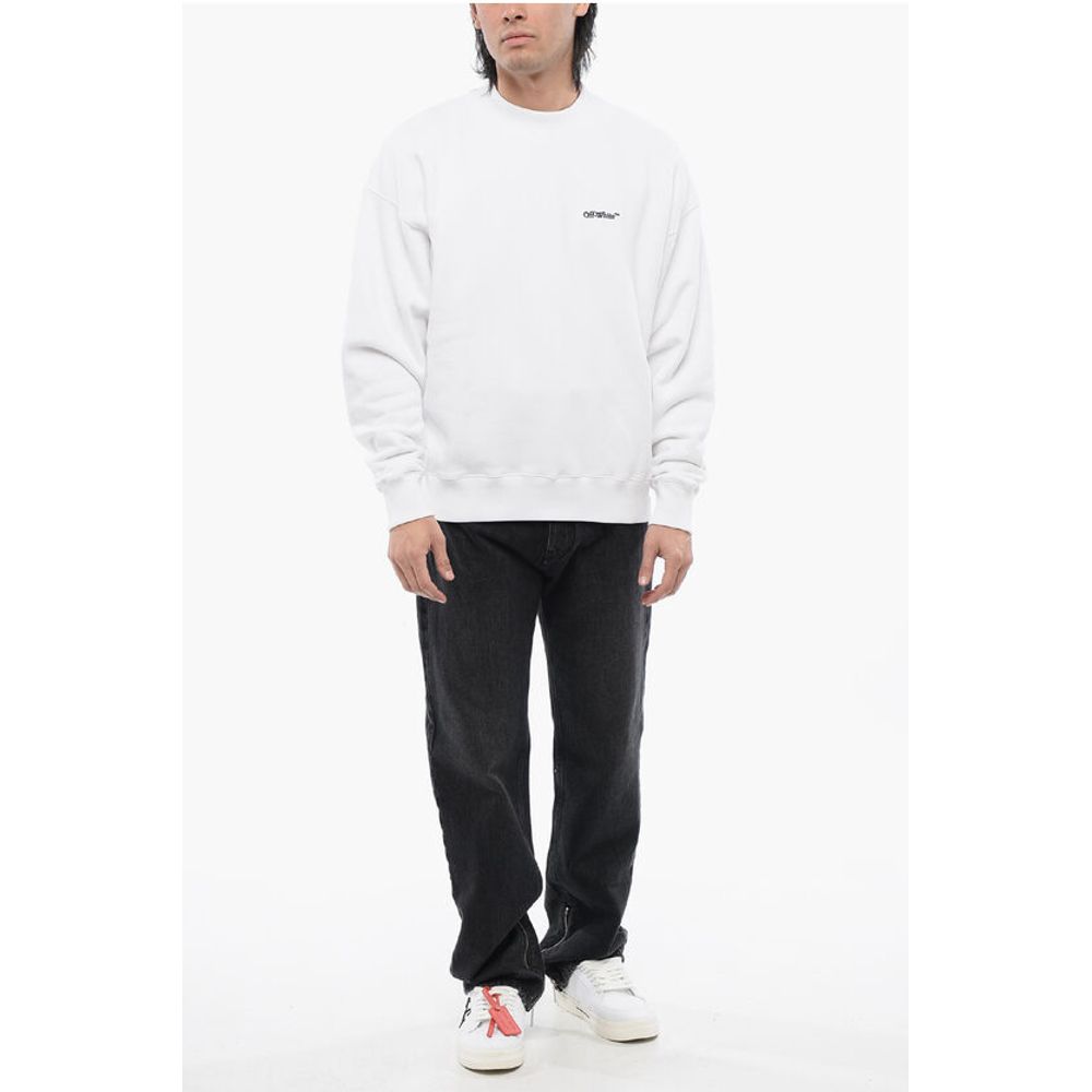 Off-White Brushed Cotton ARROW Embroidered Sweatshirt