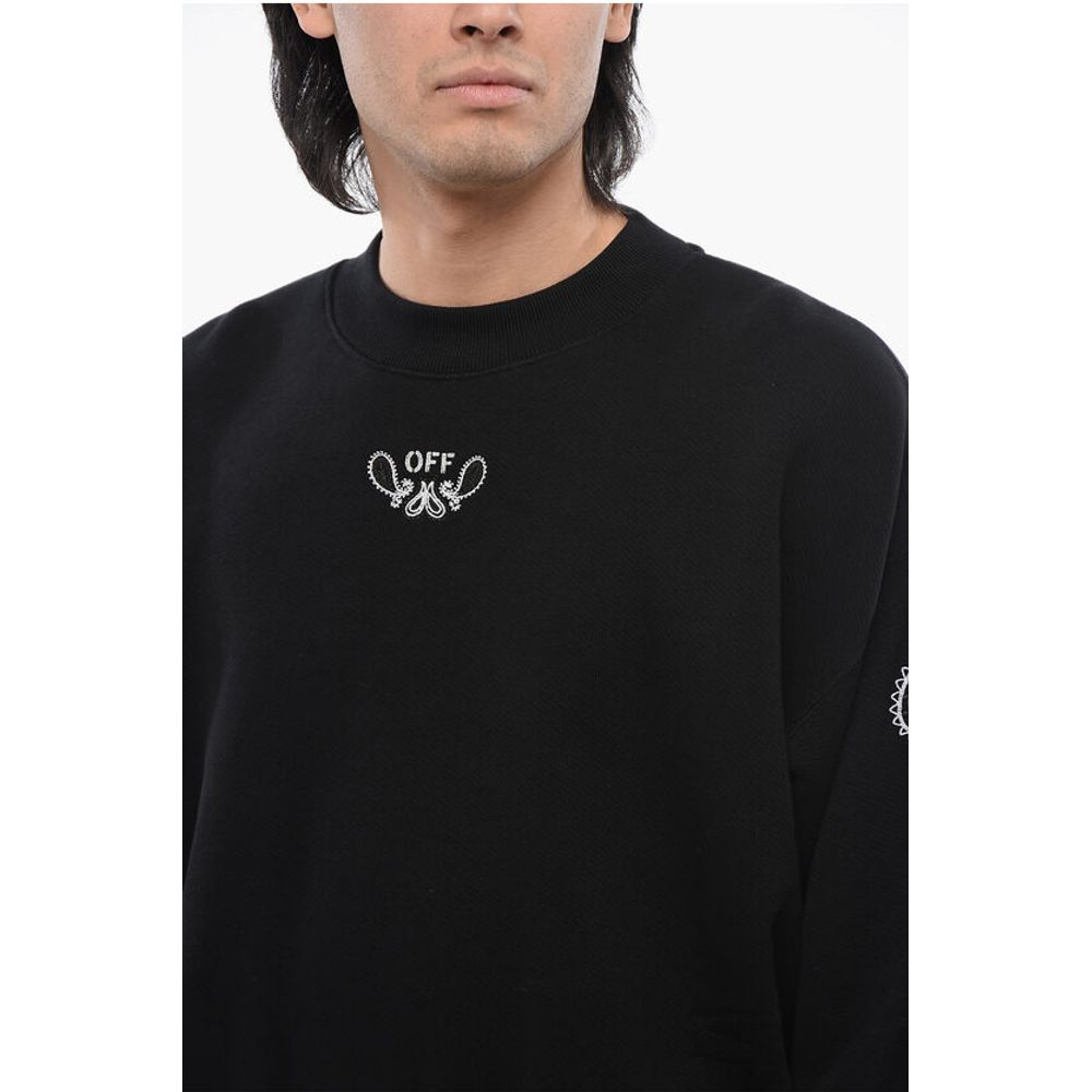 Off-White Brushed Cotton BANDANA Embroidered Crewneck Sweatshirt