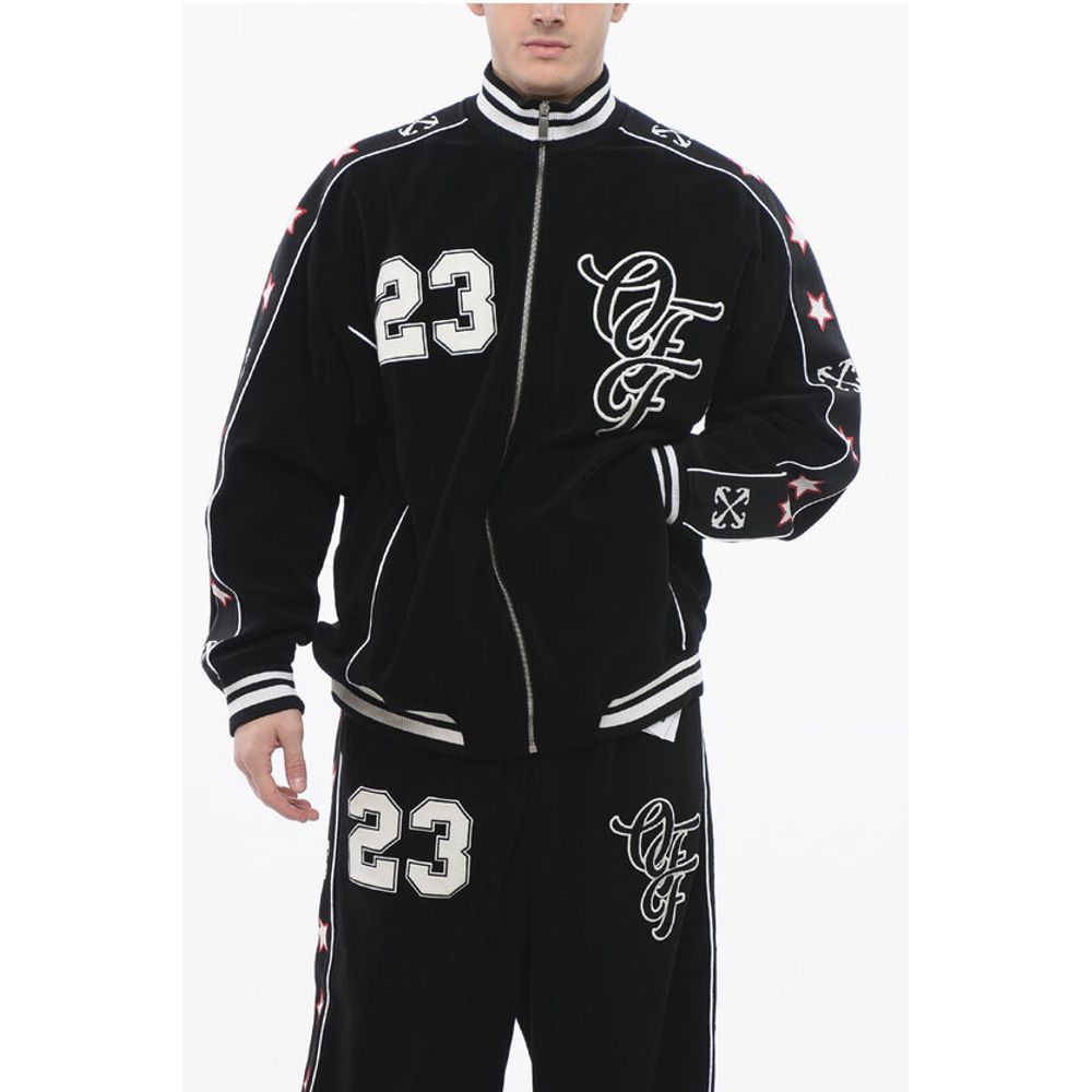 Off-White Terry NATLOVER VARSITY Track Sweatshirt with Tape Detail