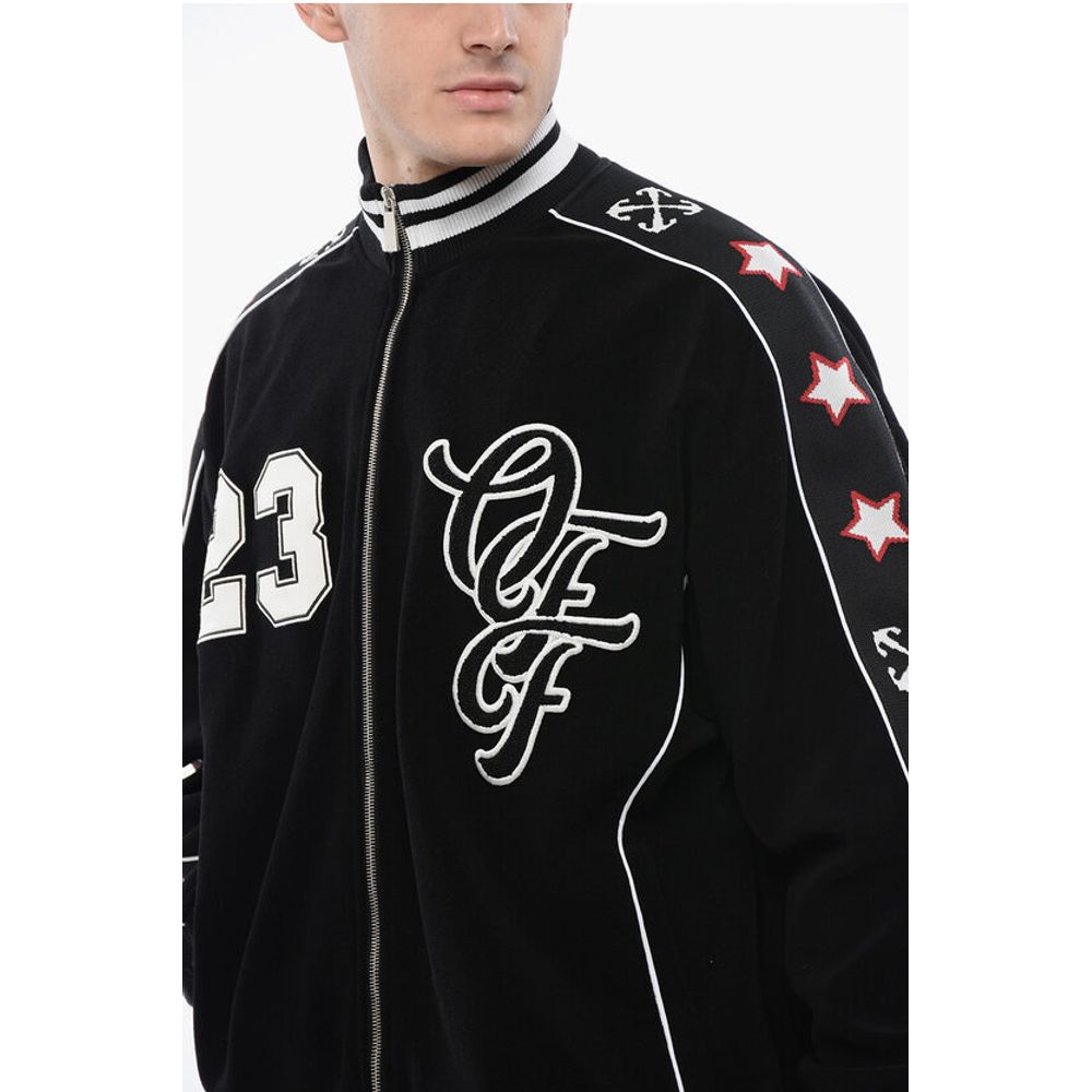 Off-White Terry NATLOVER VARSITY Track Sweatshirt with Tape Detail