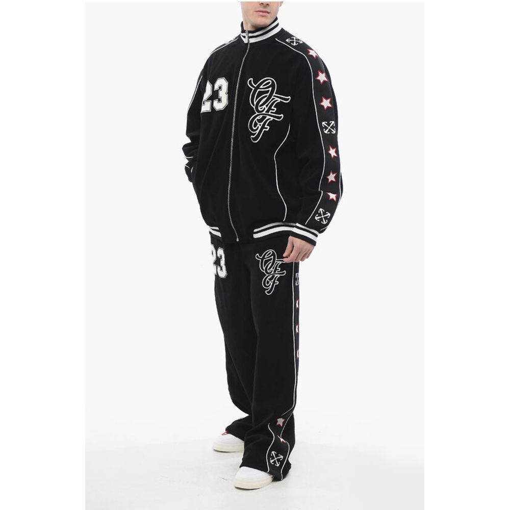 Off-White Terry NATLOVER VARSITY Track Sweatshirt with Tape Detail