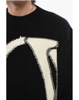 Off-White Crewneck Wool Sweater With Maxi Logo Embroidery