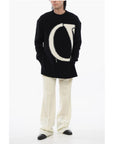 Off-White Crewneck Wool Sweater With Maxi Logo Embroidery