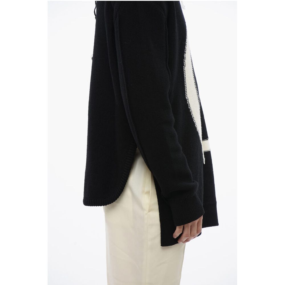 Off-White Crewneck Wool Sweater With Maxi Logo Embroidery
