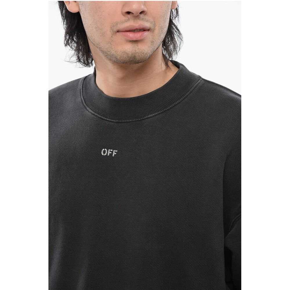 Off-White Brushed Cotton Printed MARY Crewneck Sweatshirt