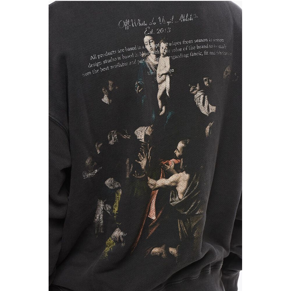 Off-White Brushed Cotton Printed MARY Crewneck Sweatshirt