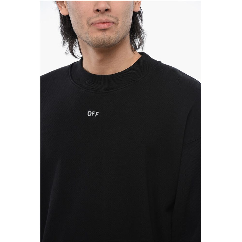 Off-White Cotton 23 SKATE Crew-neck Sweatshirt with Contrast Embroider