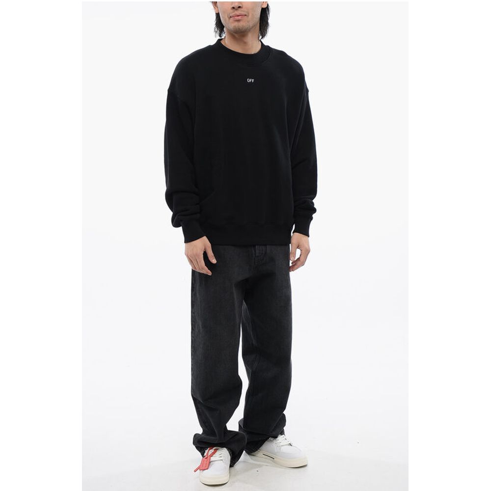 Off-White Cotton 23 SKATE Crew-neck Sweatshirt with Contrast Embroider
