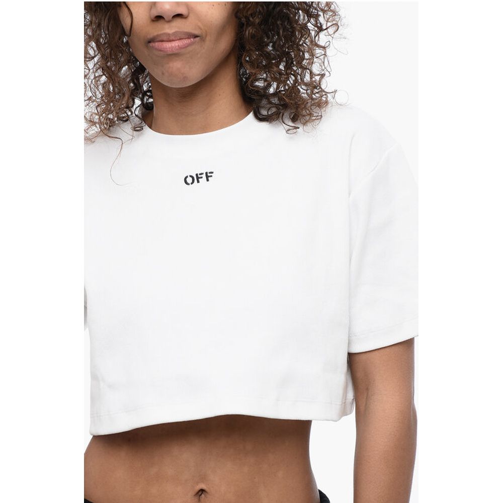 Off-White FOR EVER Ribbed Crew-neck Cropped T-Shirt