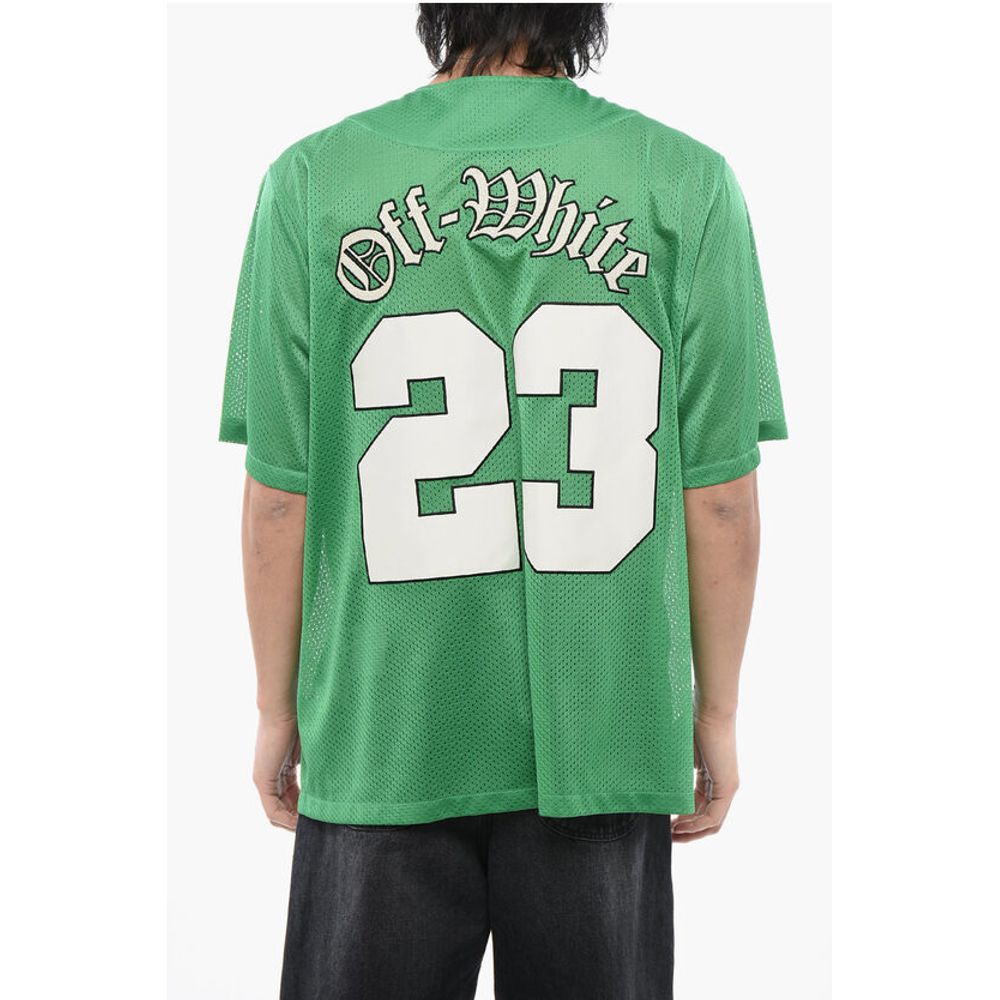 Off-White Embroidered Baseball Mesh T-Shirt