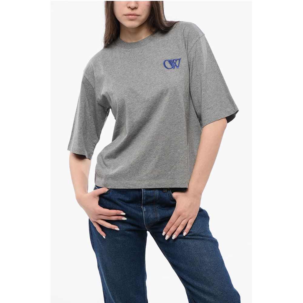 Off-White Solid Color Cotton Crew-neck T-shirt