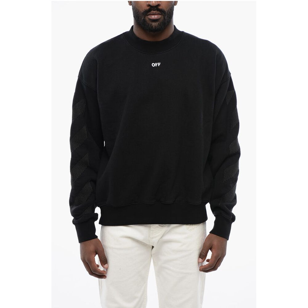 Off-White Solid Color CORNELY DIAGS SKATE Crew-neck Sweatshirt with Em