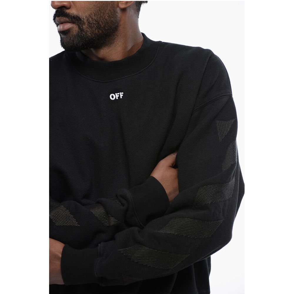 Off-White Solid Color CORNELY DIAGS SKATE Crew-neck Sweatshirt with Em