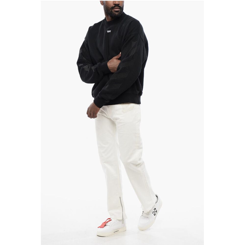 Off-White Solid Color CORNELY DIAGS SKATE Crew-neck Sweatshirt with Em