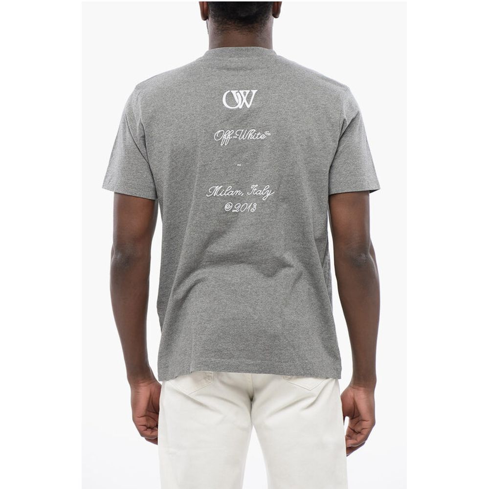 Off-White Slim Fit Crewneck T-Shirt with Embroideries