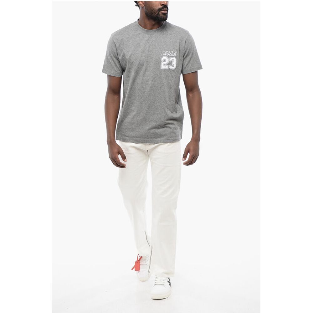 Off-White Slim Fit Crewneck T-Shirt with Embroideries