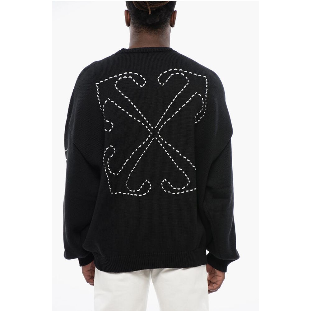 Off-White FOR EVER Cotton Blend STITCH ARROW Crewneck Sweater