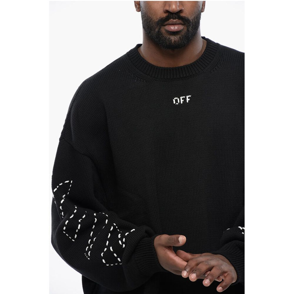 Off-White FOR EVER Cotton Blend STITCH ARROW Crewneck Sweater