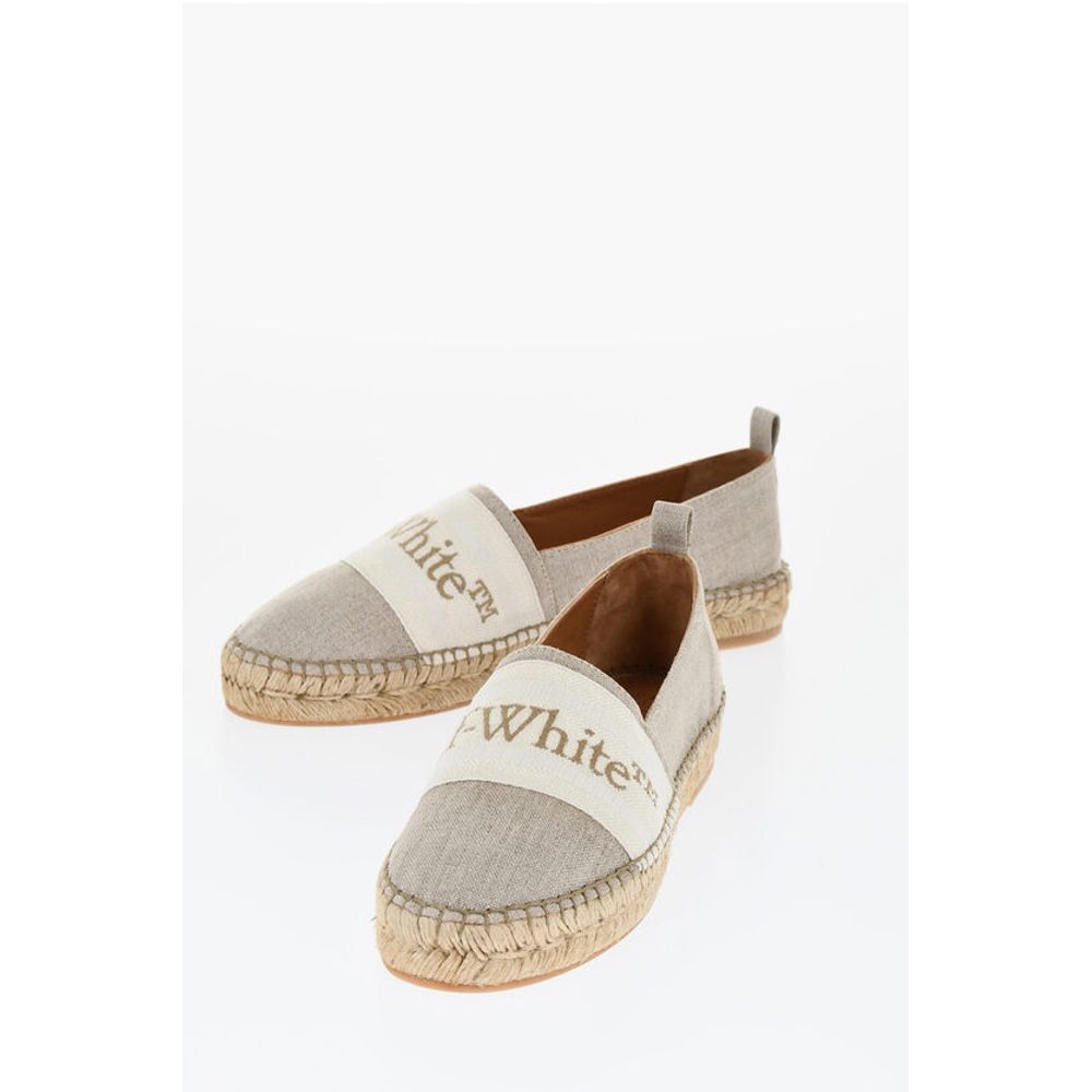 Off-White Linen BOOKISH Slip-On Espadrillas