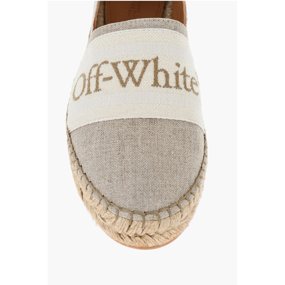 Off-White Linen BOOKISH Slip-On Espadrillas