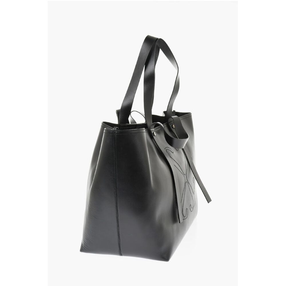 Off-White Solid Color Leather Weekend Bag
