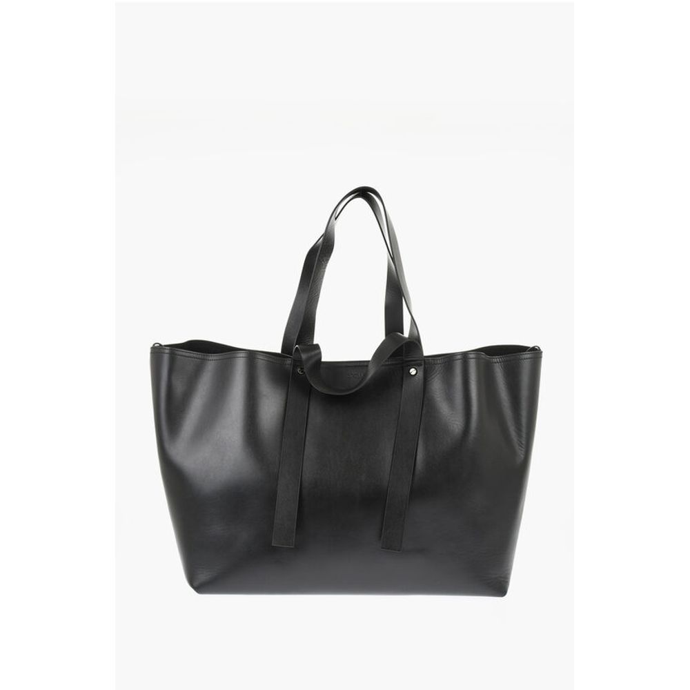 Off-White Solid Color Leather Weekend Bag