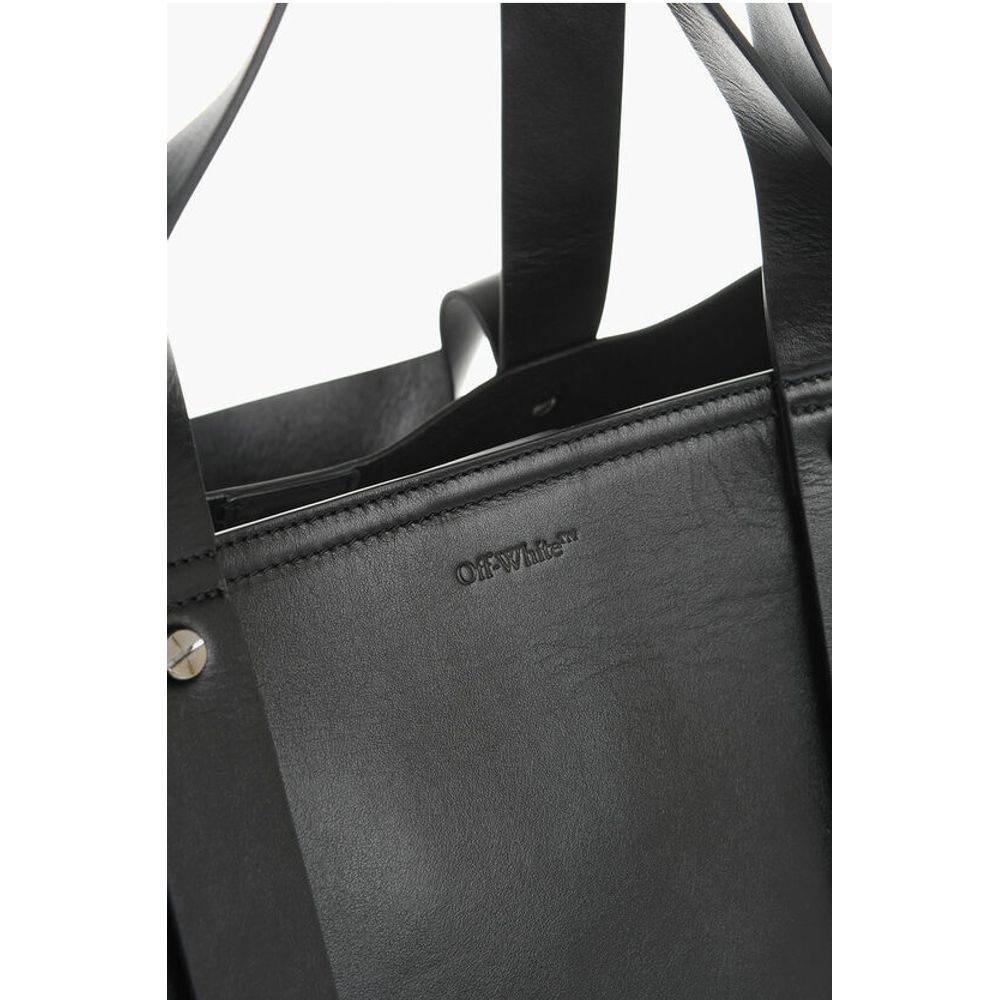 Off-White Solid Color Leather Weekend Bag