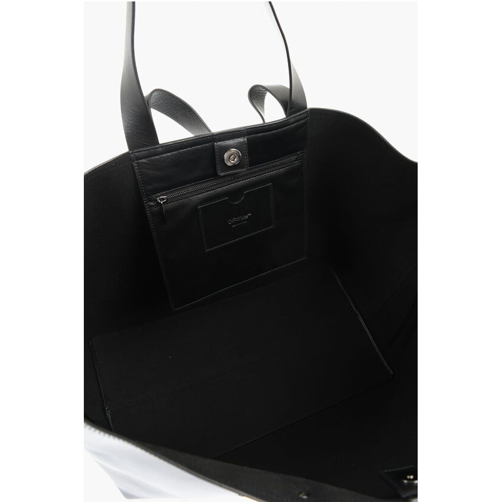 Off-White Solid Color Leather Weekend Bag