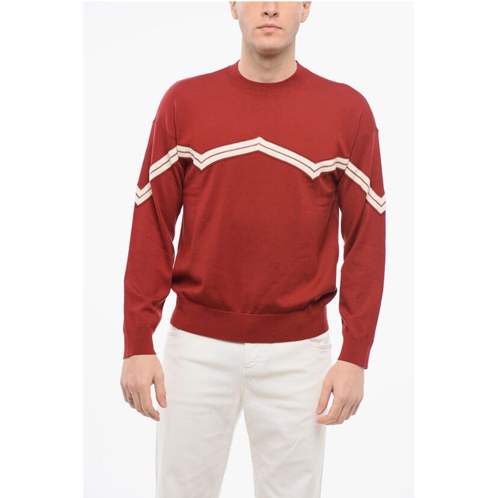 Armani EMPORIO Virgin Wool Sweater with Herringbone Embroidery
