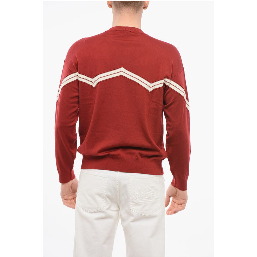 Armani EMPORIO Virgin Wool Sweater with Herringbone Embroidery