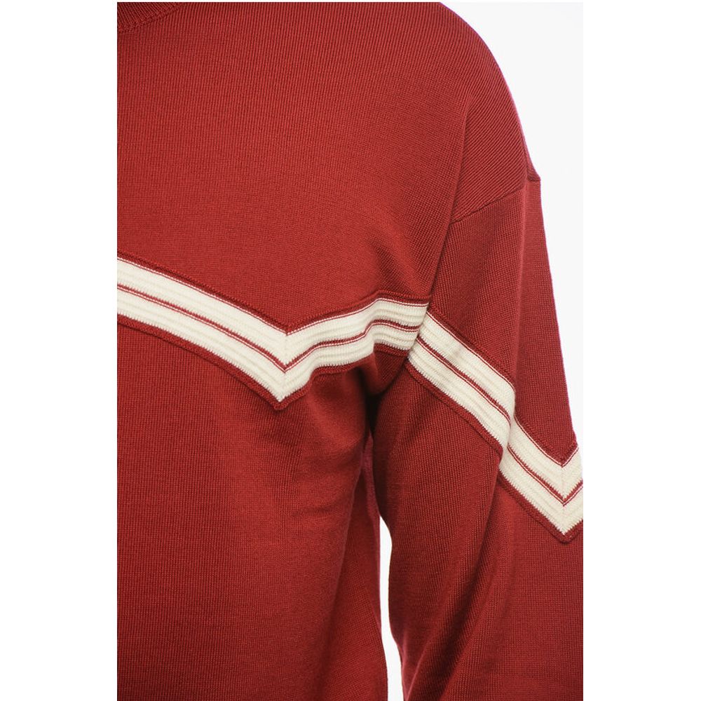 Armani EMPORIO Virgin Wool Sweater with Herringbone Embroidery