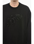 Armani EMPORIO Crew Neck NOIR Sweatshirt with Beaded Embroidery