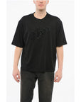 Armani EMPORIO Cotton Blend NOIR T-Shirt with Beaded Embroidery