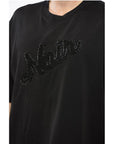 Armani EMPORIO Cotton Blend NOIR T-Shirt with Beaded Embroidery
