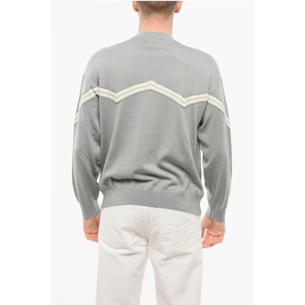 Armani EMPORIO Virgin Wool Sweater with Herringbone Embroidery