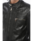 Dolce & Gabbana Leather Jacket with Zipped Sleeves