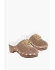 Dolce & Gabbana Suede TROPICANA Mules with Wood Wedge Heel 5cm