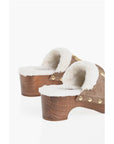 Dolce & Gabbana Suede TROPICANA Mules with Wood Wedge Heel 5cm