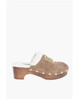Dolce & Gabbana Suede TROPICANA Mules with Wood Wedge Heel 5cm