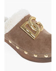 Dolce & Gabbana Suede TROPICANA Mules with Wood Wedge Heel 5cm