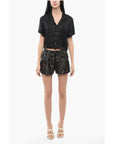 Versace Silk Barocco Shorts with Lace