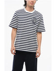 Versace Awning Striped Cotton T-Shirt with Embroidered Logo