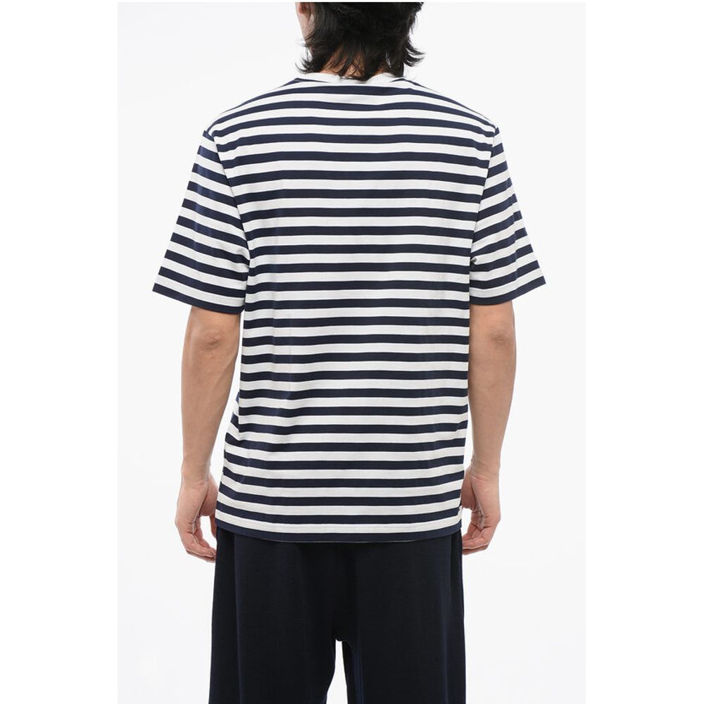 Versace Awning Striped Cotton T-Shirt with Embroidered Logo
