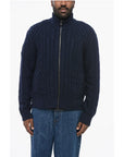 Versace Virgin Wool Zip-up Pullover with Cable Knit Design