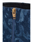 Versace Denim LA GRECA Under the Knee Boots with Stiletto Heel 11cm