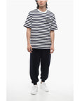 Versace Awning Striped Cotton T-Shirt with Embroidered Logo