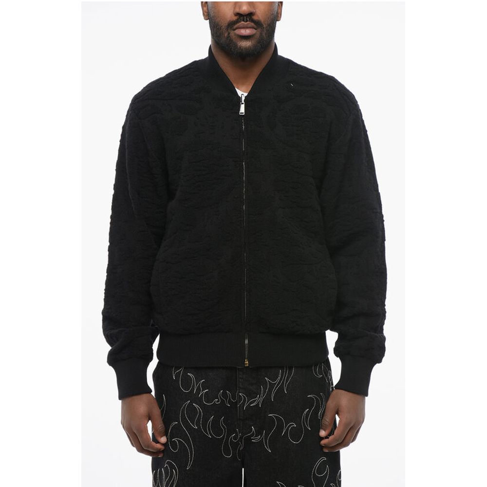 Versace Patterned Lining Zip-up Reversible Sweatshirt