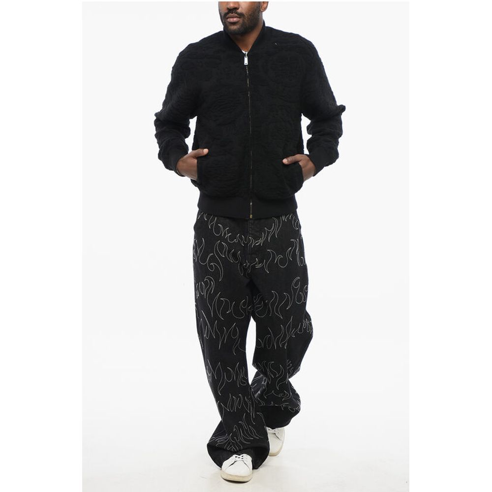 Versace Patterned Lining Zip-up Reversible Sweatshirt