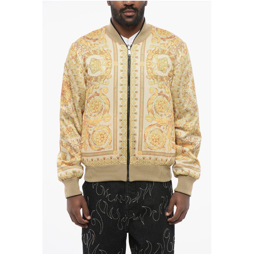Versace Patterned Lining Zip-up Reversible Sweatshirt